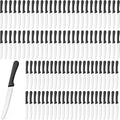 100 Pcs Steak Knives Bulk 8.39 Inch Rounded Serrated Blade, Black