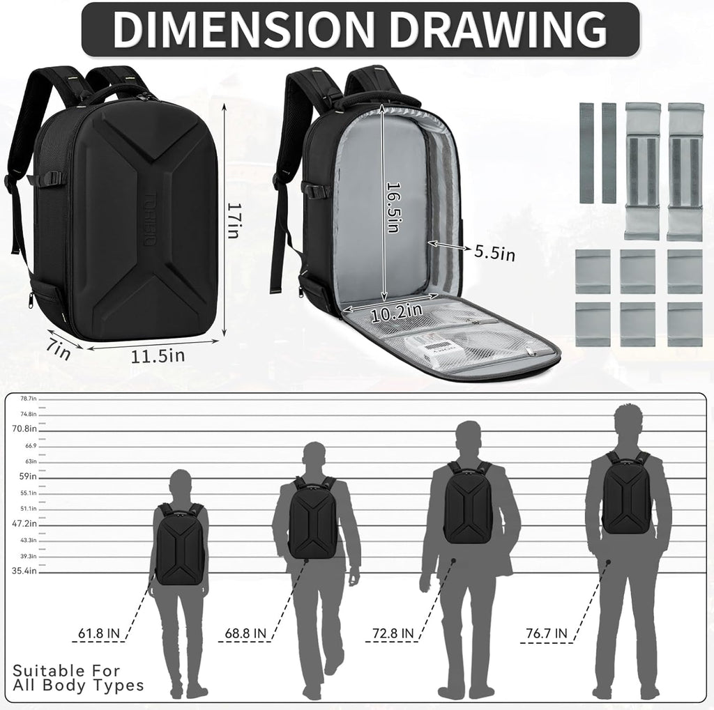 Large Hardshell Camera Backpack DSLR/SLR/Mirrorless Photography Bag | Waterproof Hard Shell, w/ Rain Cover, with