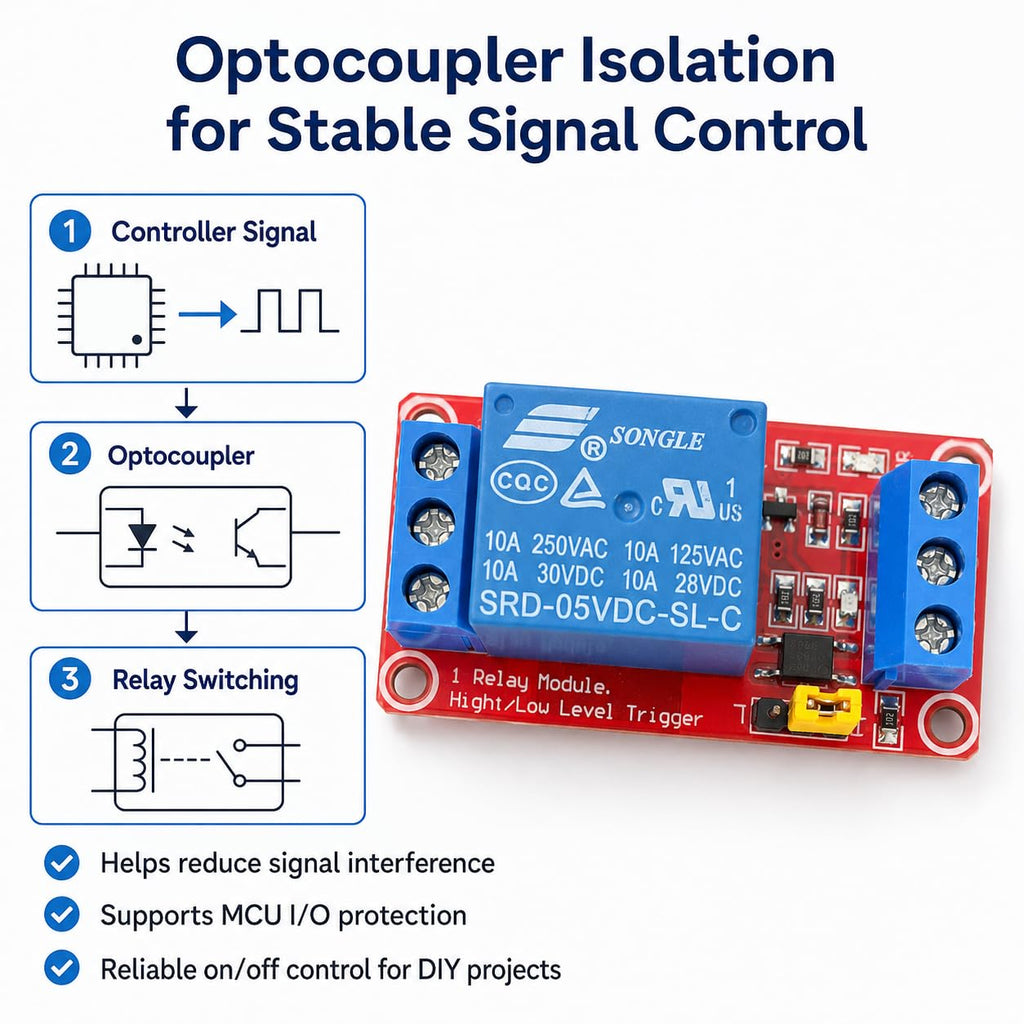 5V Relay Module 8 Pack, 1 Channel Relay Board with Optocoupler Isolation, High Low Level Trigger DC 5V Relay Switch Module for Arduino Raspberry Pi PIC AVR MCU DIY Projects