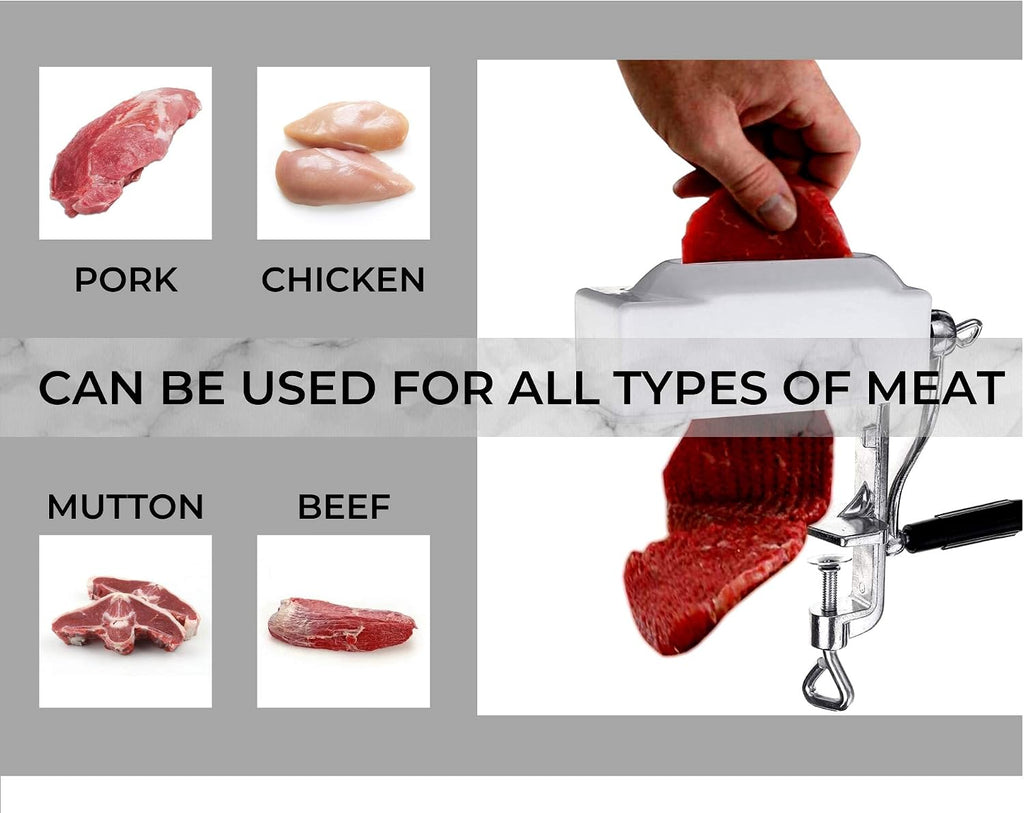 Commercial Meat Tenderizer Cuber – Heavy Duty Steak Flatten Tool Meat Grinder Attachment Clamp-on Rolling Cuber for