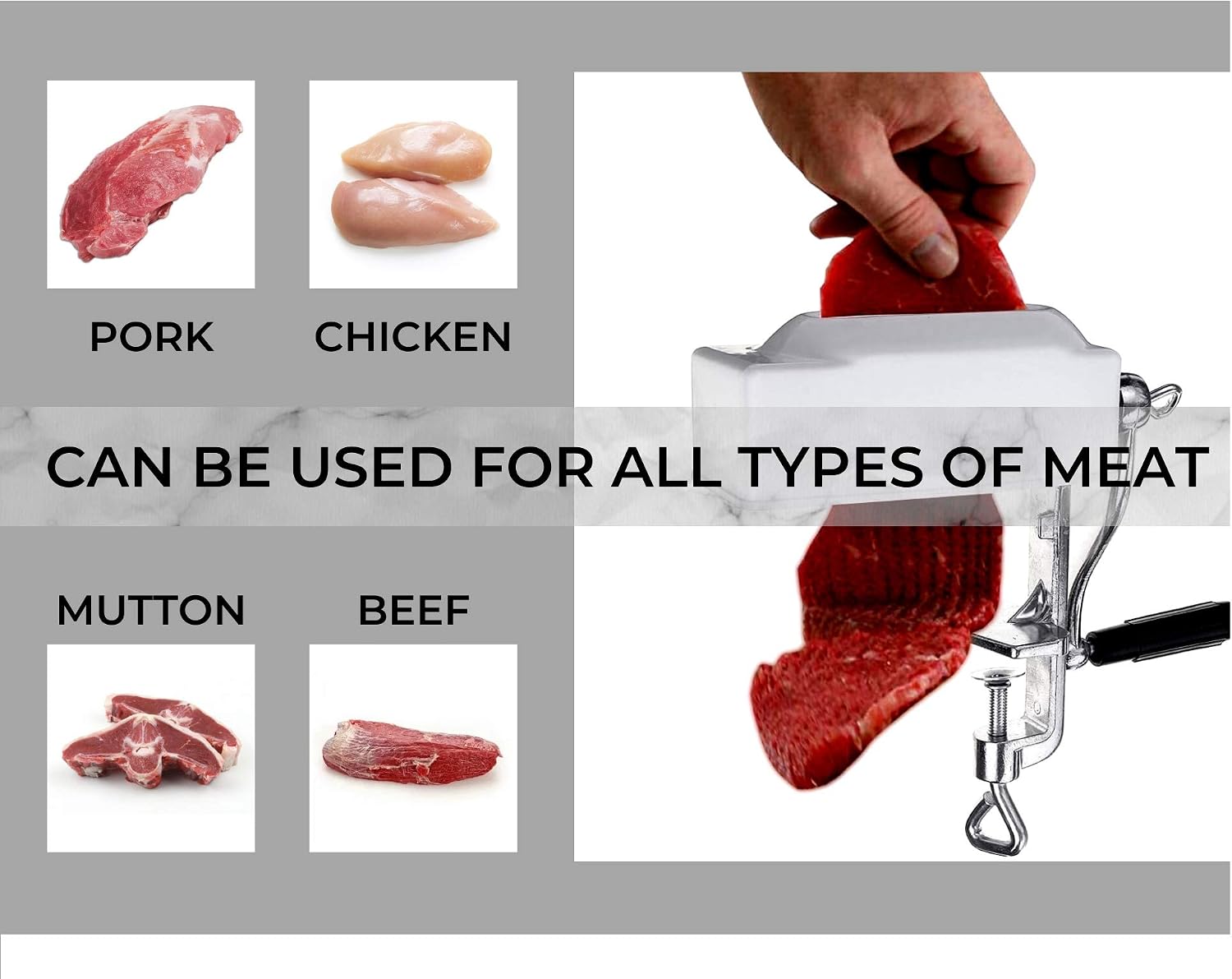 Commercial Meat Tenderizer Cuber – Heavy Duty Steak Flatten Tool Meat Grinder Attachment Clamp-on Rolling Cuber for