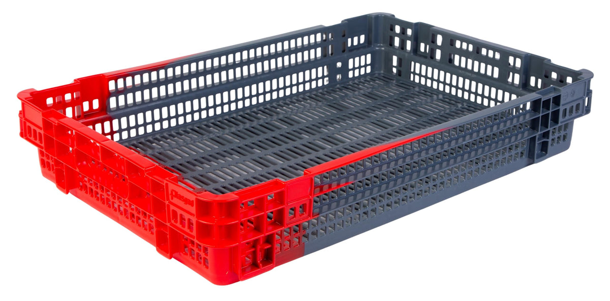 Hudson Exchange 23.5 x 15.75 x 4" (4.9 Gallon, 5 Pack) Agricultural Nest and Stack Vented Crate Handled Storage