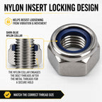 Metric Lock Nut Assortment Kit,159Pcs Stainless M3-M12 Nylock Nuts