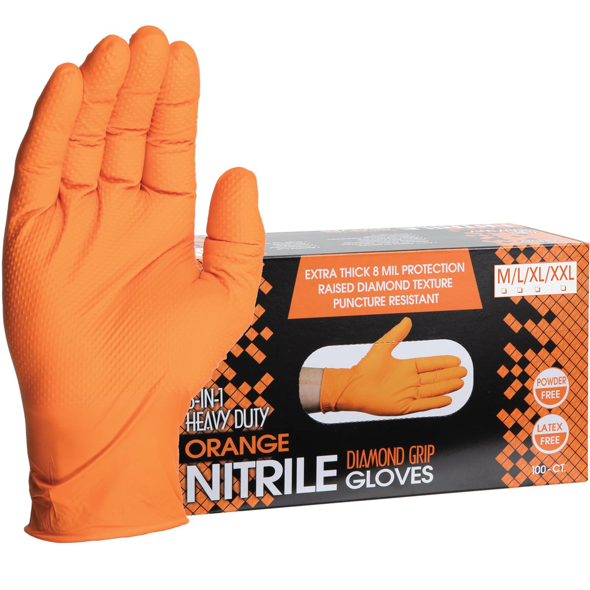 ForPro Heavy Duty Disposable Nitrile Gloves, 8 Mil, Powder & Latex-Free