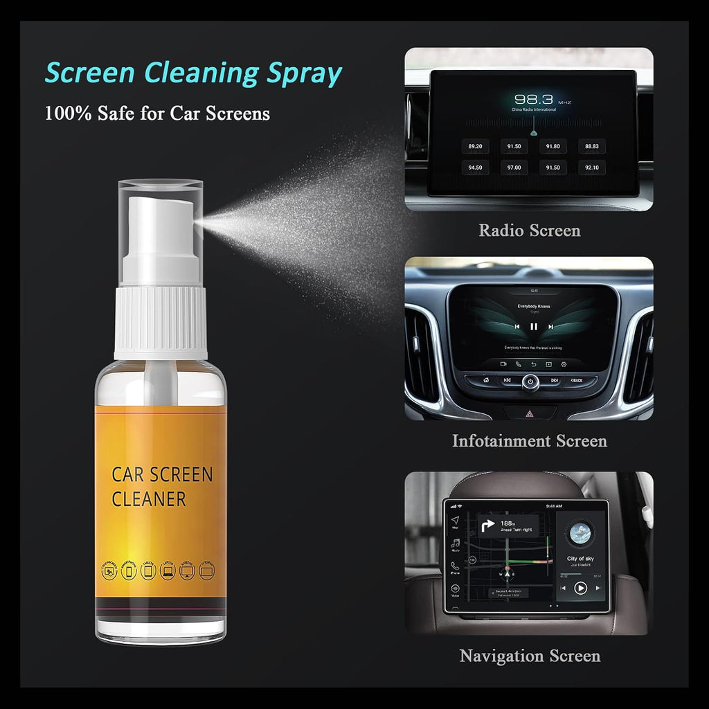 Car Screen Cleaner Spray and Wipe, Car Interior Cleaner Detailing Kit Screen Cleaning Tool for Touchscreen Display