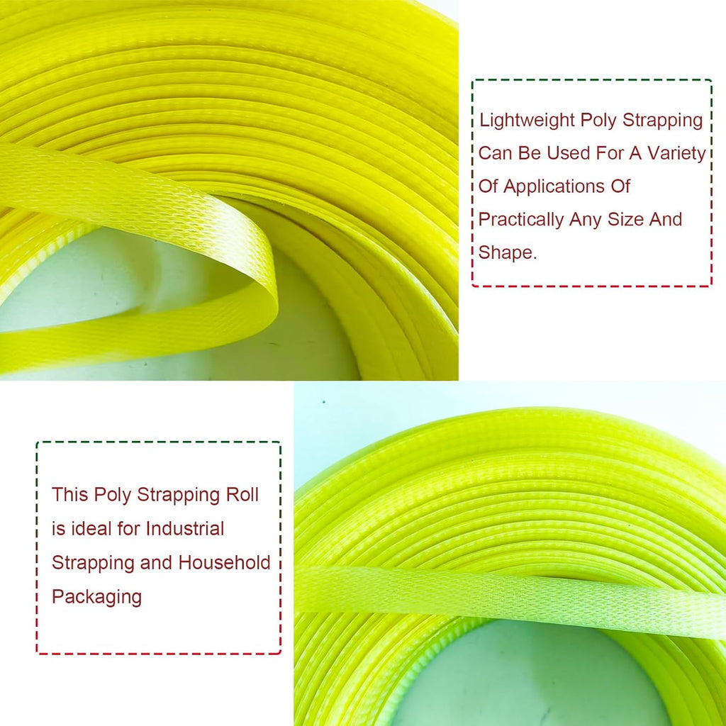 Banding Strapping Kit, Packaging Strapping Tool, Yellow | 5900" Length Poly Strapping, 100 Buckles