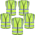 Class 2 High Visibility Safety Vests with Pockets, Hi Vis Vest for Construction Workers (Yellow L)