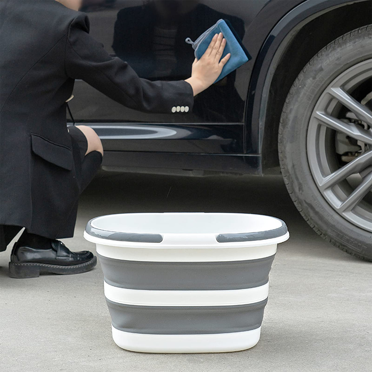 Collapsible Bucket 4.2 Gallon - 2 Pack Gray Mop Buckets