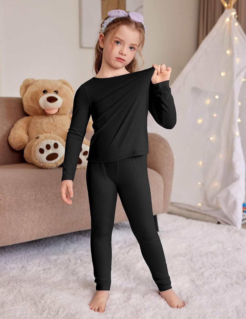 Thermal Underwear for Kids Long Johns Girls Base Layer Top Bottom | Super Soft Thermals Shirt & Leggings, 2 Piece