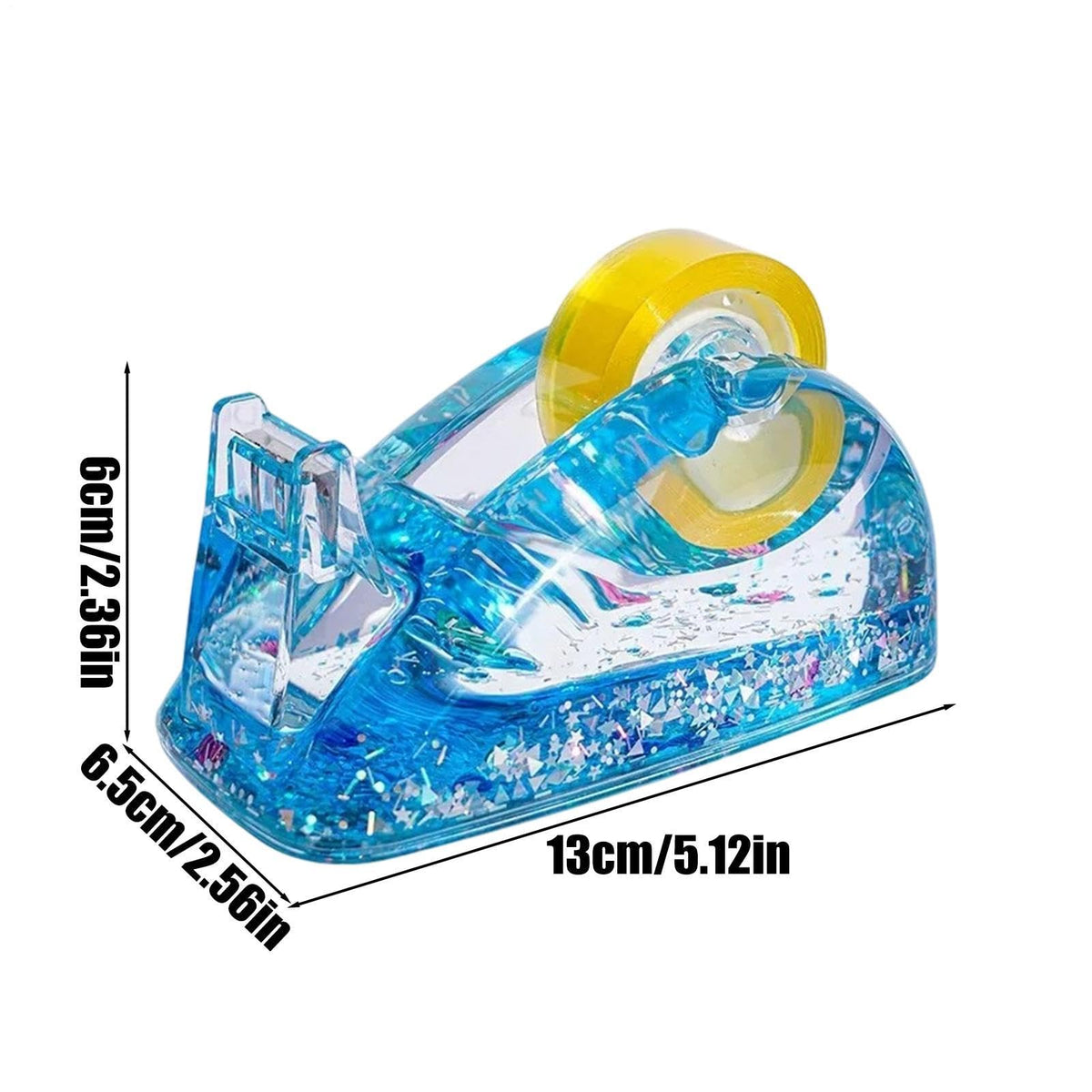 Tape Dispenser, Clear Acrylic Glitter Tape Dispenser Desk, Blue