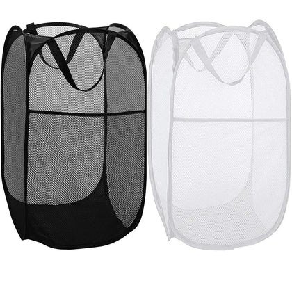Deluxe Strong Mesh Pop up Laundry Hamper Basket with Side Pocket for Laundry Room, Bathroom, Kids Room, College Dorm