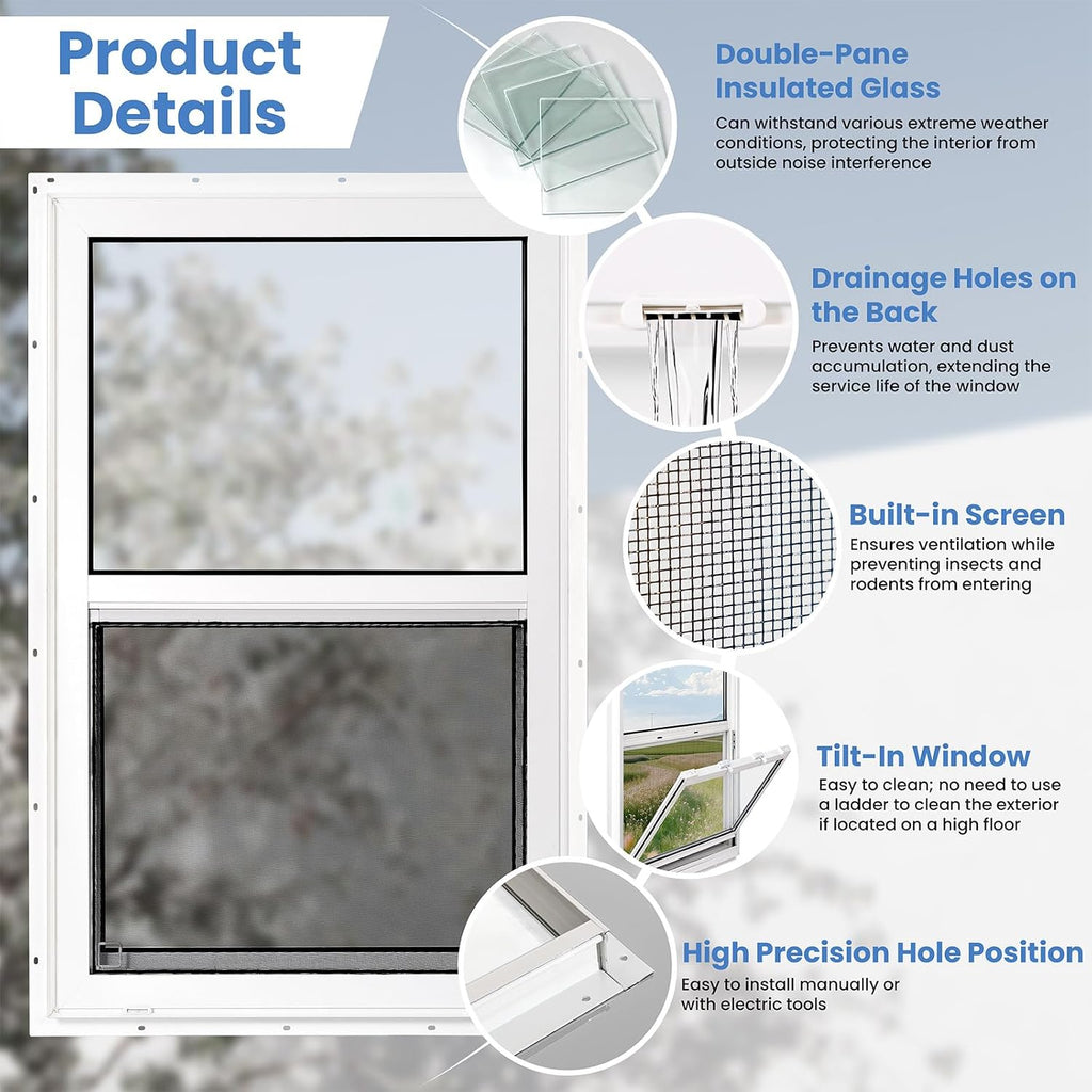 Vinyl Single Hung Sliding Window 36" x 60" White