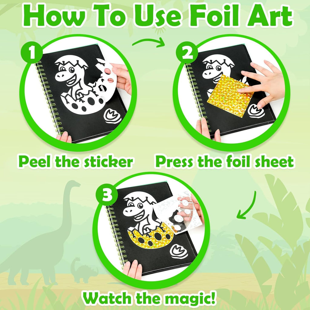 Foil Art Craft Kit for Kids, Sparkly Birthday Gift Toy for Kids