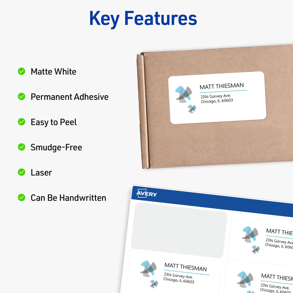 Full-Sheet Printable Shipping Labels, 8.5" x 11" Customizable Stickers, White, 500 Blank Mailing Labels, Great for