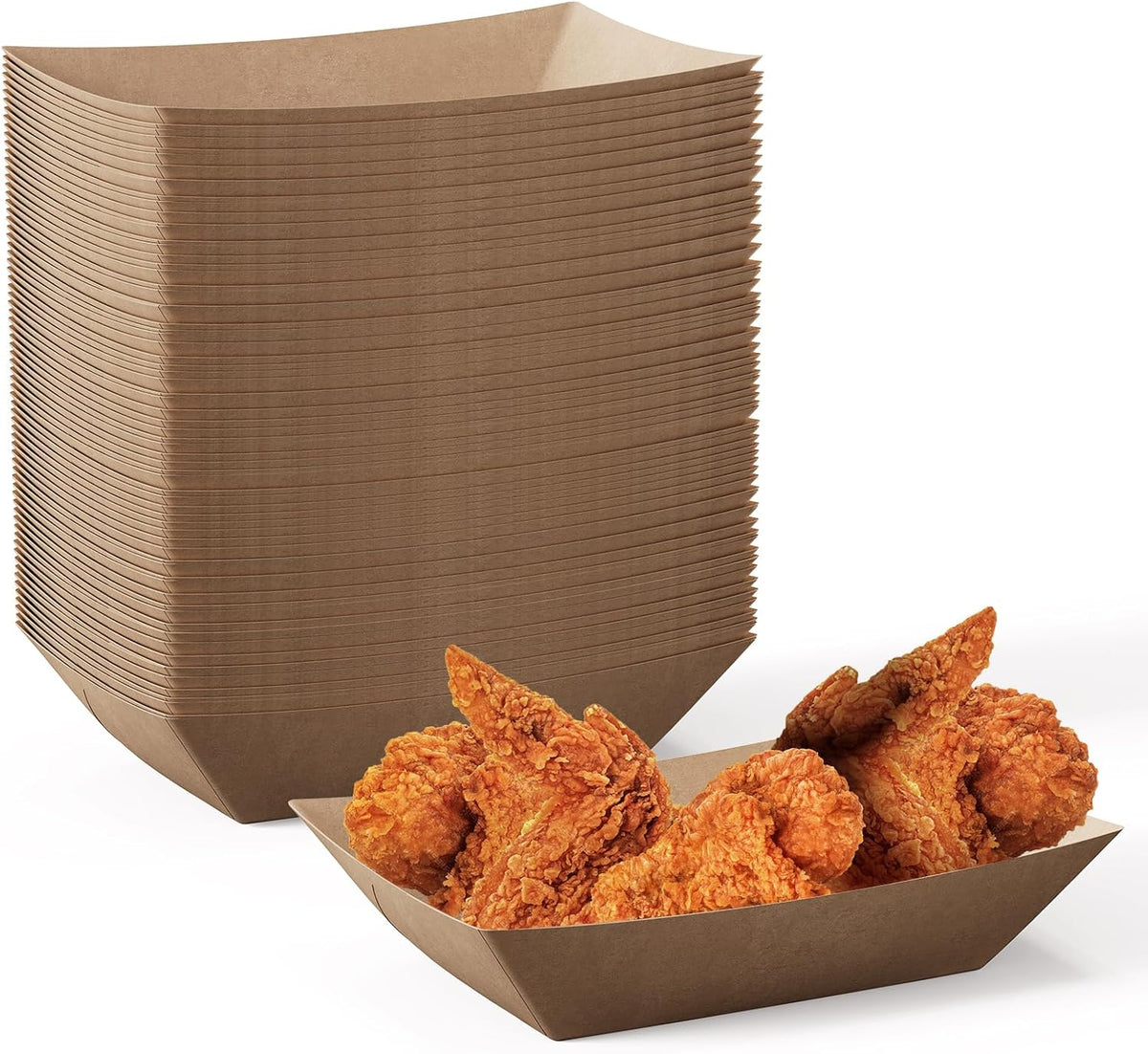 2lb Paper Food Trays 100 Pack Disposable Paper Boat Serving Boat