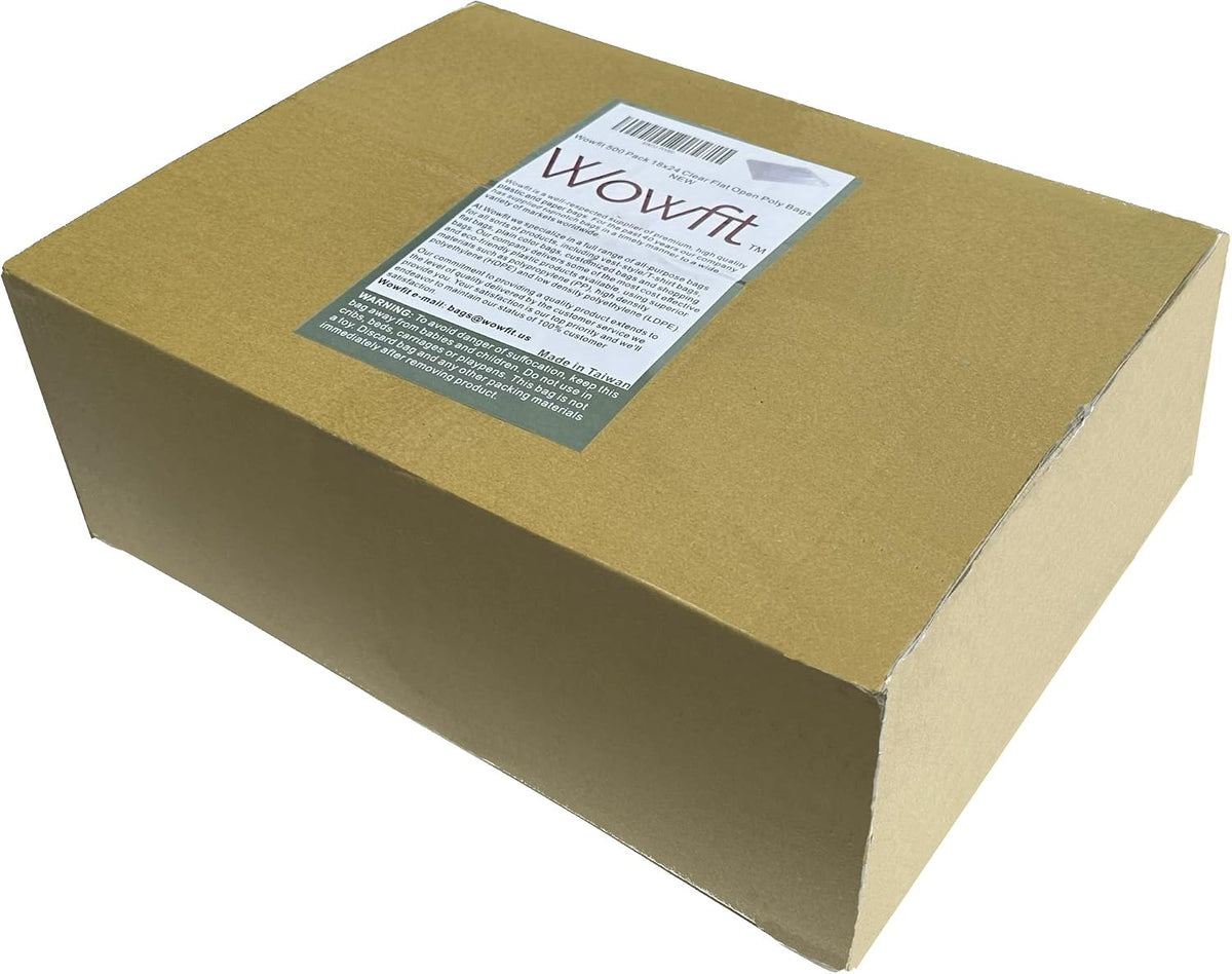 500 CT 18x24 1.1 Mil Large Clear Poly Bags for Packaging, Flat Open
