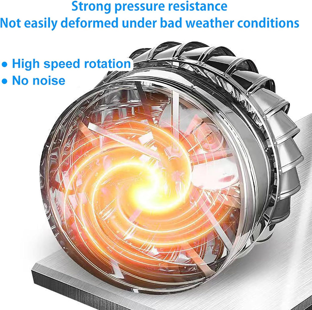 Roof Turbine Ventilator Rotating Chimney Cowl Caps 304 Stainless Steel Powered by Wind Weatherproof Strong and