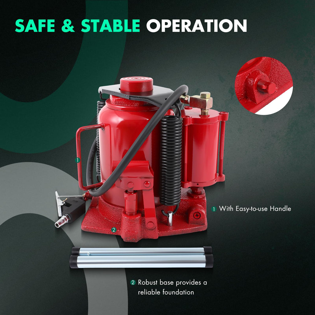 SCITOO 30 Ton Pneumatic Air Hydraulic Bottle Jack with Manual Hand Pump