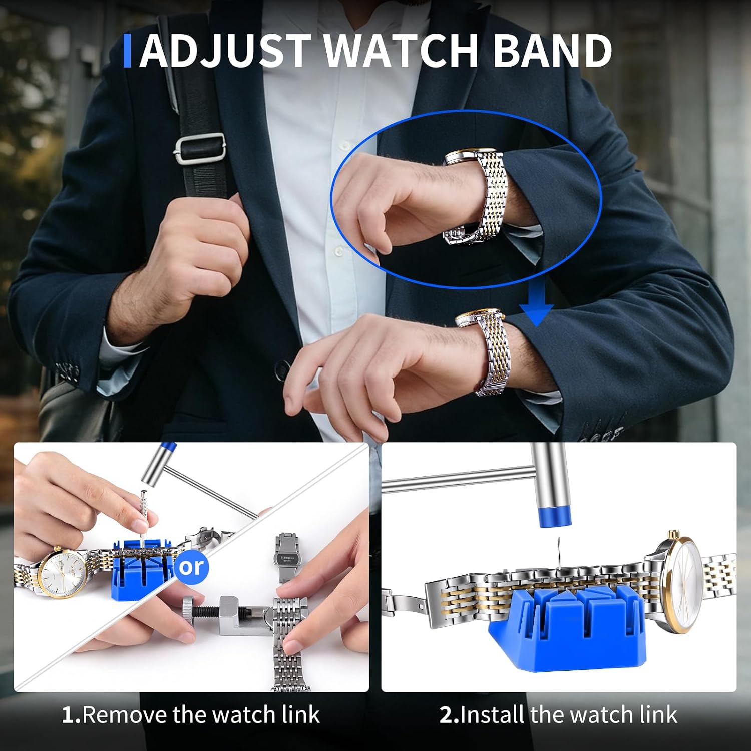 210 PCS Watch Repair Kits, Including Watch Battery Change Kit, Watch Case Opener, Link Remover, Spring Bar Tools