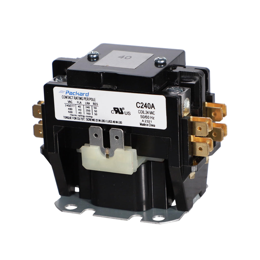 Packard C240A Packard Contactor 2 Pole 40 Amps 24 Coil Voltage