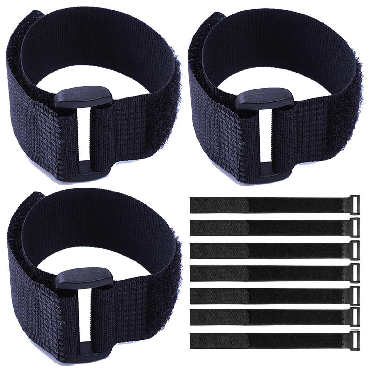 10Pack 1x20” Reusable Nylon Cable Straps with Buckle for Cords Organizer