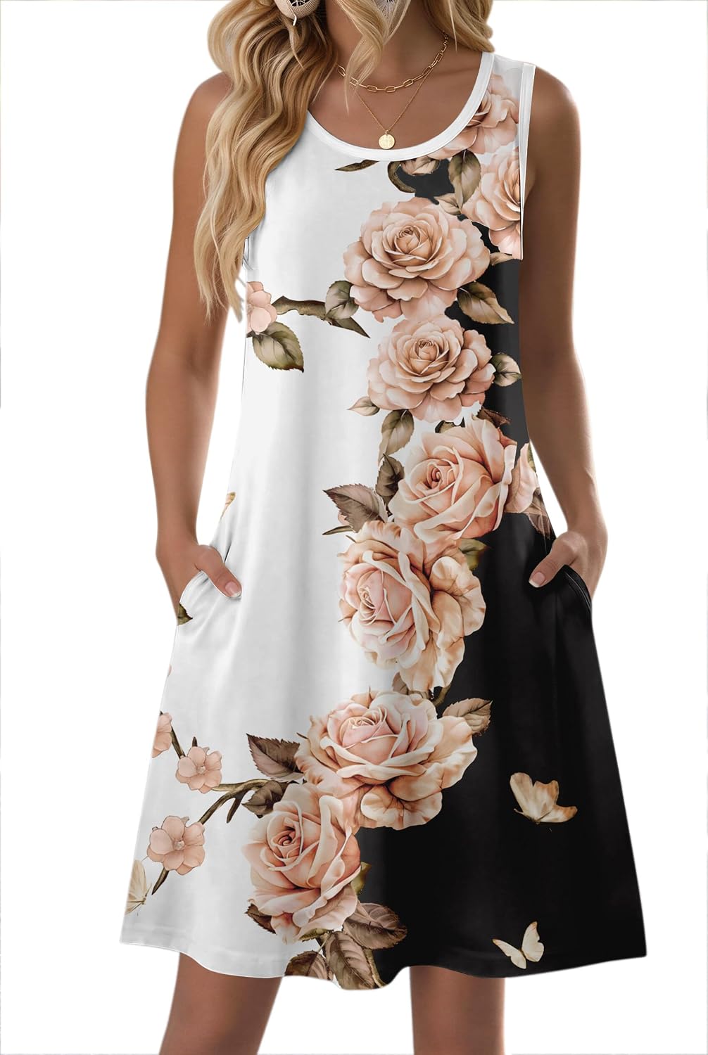Womens Summer Dress 2026 Sleeveless Casual A-Line Tshirt Sundresses