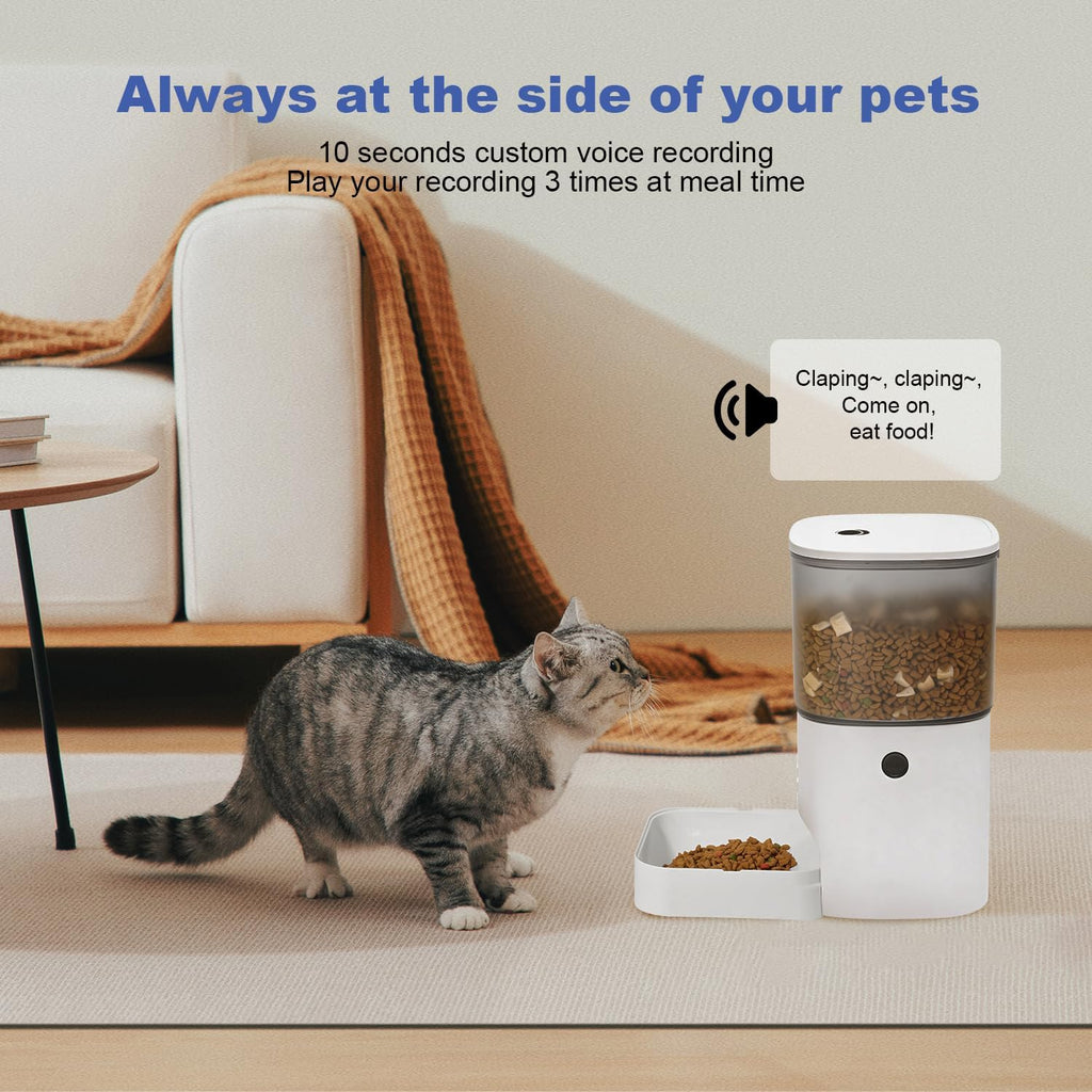 Automatic Cat Feeder,4L Timed Cat＆Dog Dry Food Dispenser