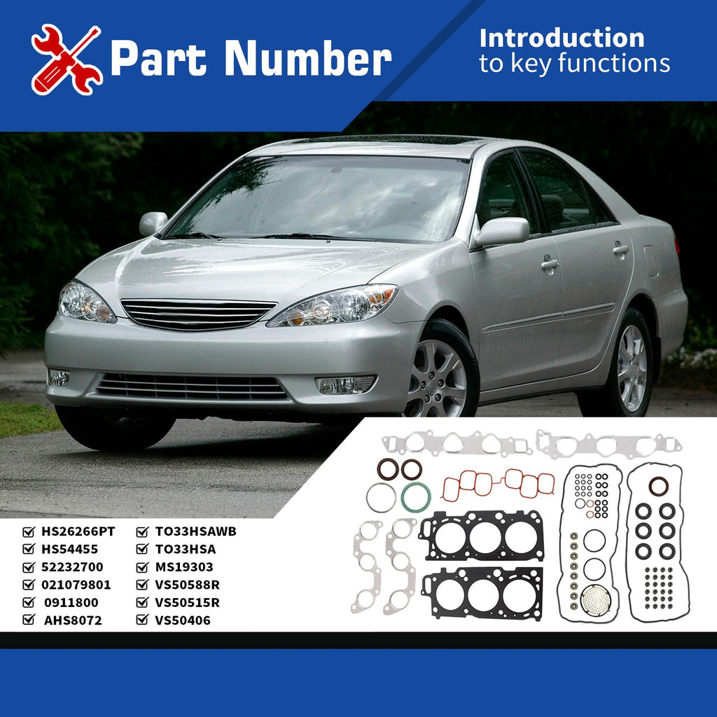 Assembroverse HS26266PT Head Gasket Set Compatible with ES330 RX330 Camry Sienna
