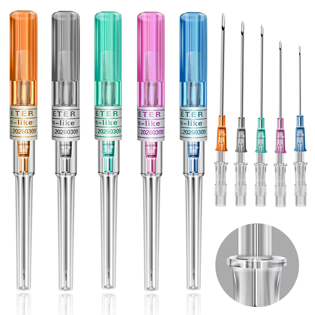 Catheter Needles - Prgislew 5Pcs Mixed Catheter Piercing 14G 16G 18G 20G and 22G Catheter Ear Nose Piercing Hollow