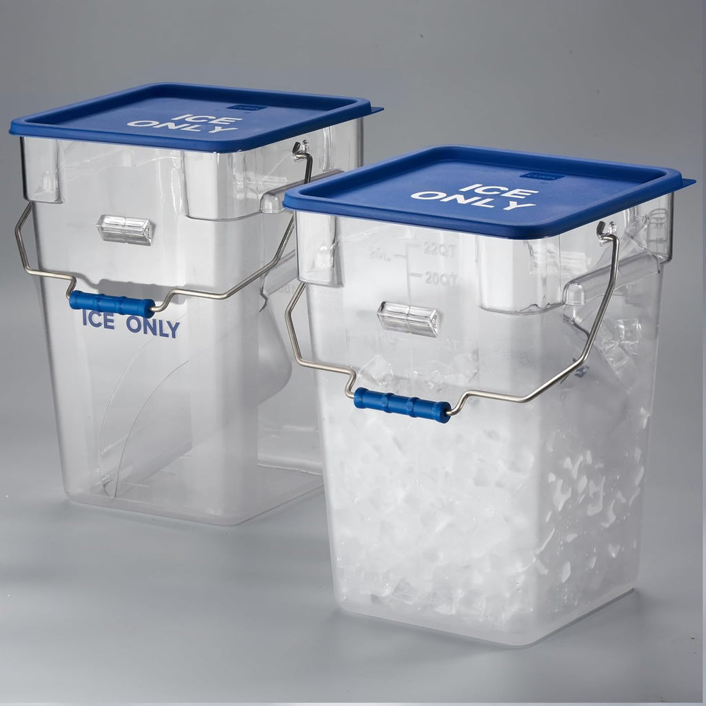 2 Pack 5.5 Gal Square Ice Tote Set with Lids and 64 oz Scoops