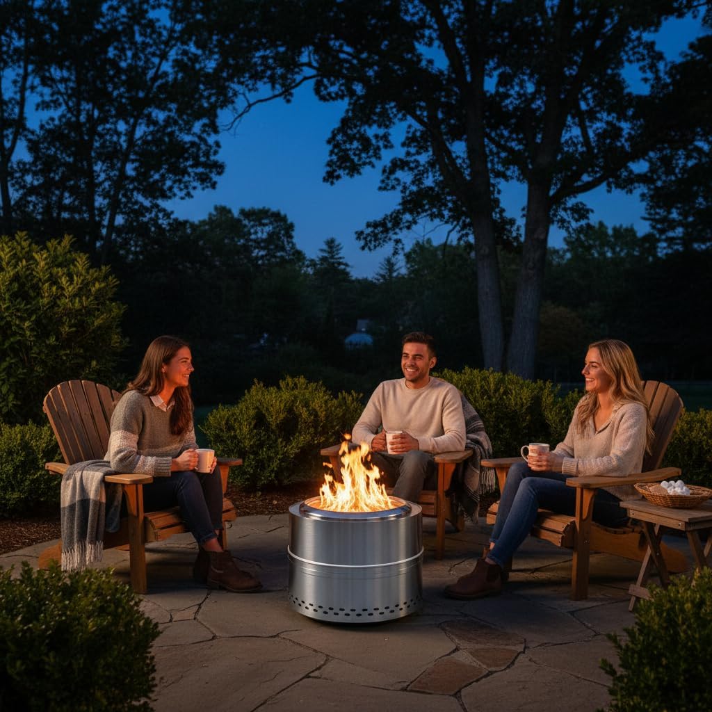 Smokeless Firepit Bonfire 20", Outside Wood Burning Metal Stove Stainless Steel Fire Pit with Carry Bag, Portable