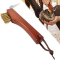 Horse Hoof Pick, Stiff Bristled Brass Wire Brush with Wooden Grip