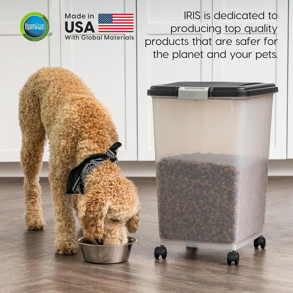 Airtight Dog Food Storage Container, Up to 54 lbs, Attachable Wheels