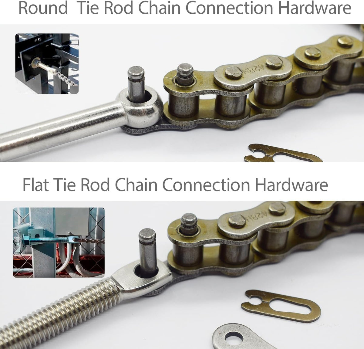 Automatic Gate Opener Tie Rod Chain Connection Hardware,Sliding Gate Roller Chain Bolt Tensioner Compatible with ANSI #40#41#428 (Flat, Standard)