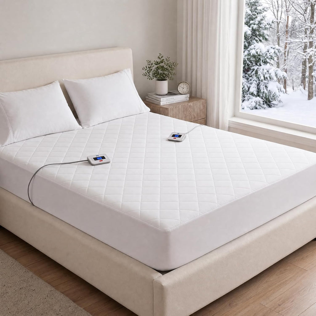 Heated Mattress Pad Queen Size Dual Control 10 Heat Levels, 60"x80" | Electric Mattress Pad Queen Quilted Cotton