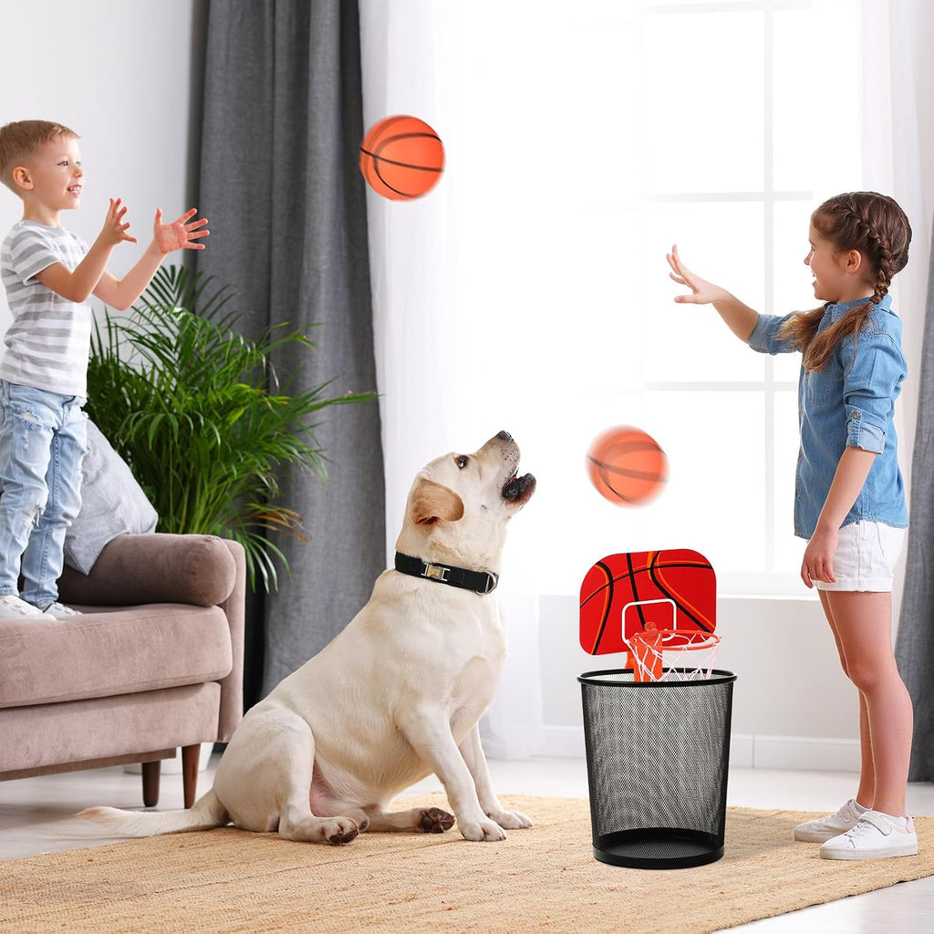 3 Sets Indoor Trash Can Basketball Game Set Includes 3 Mini Clip on Basketball Hoop with Backboard 6 Inflatable Ball