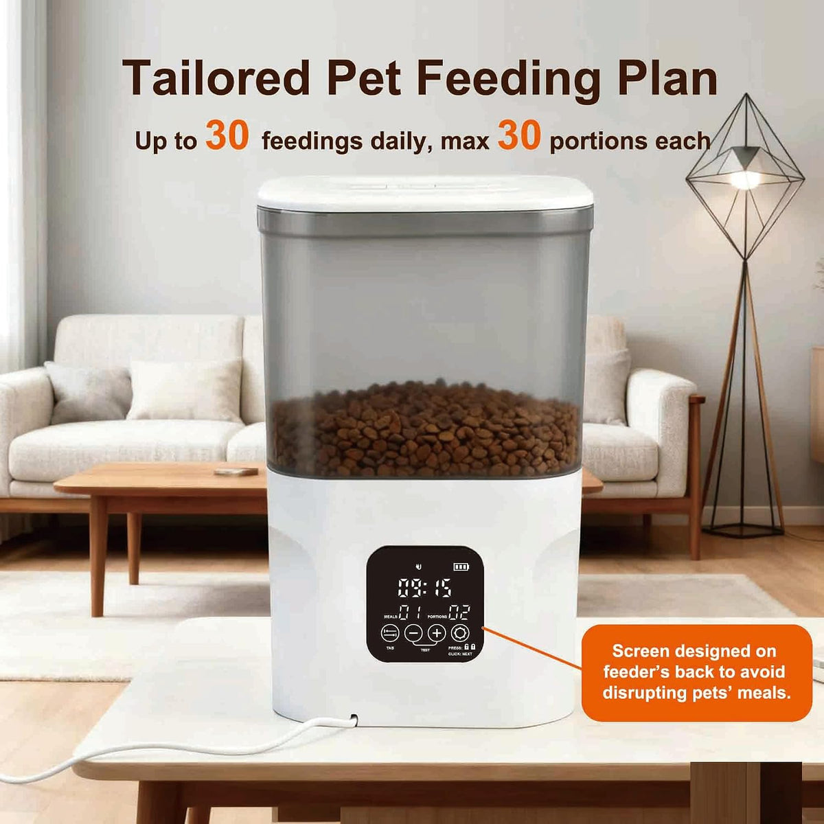 ATX4 Automatic Cat Feeder – 4L Timed Cat Dry Food Dispenser ，Food Dispensing Remains Functional After Power outages.