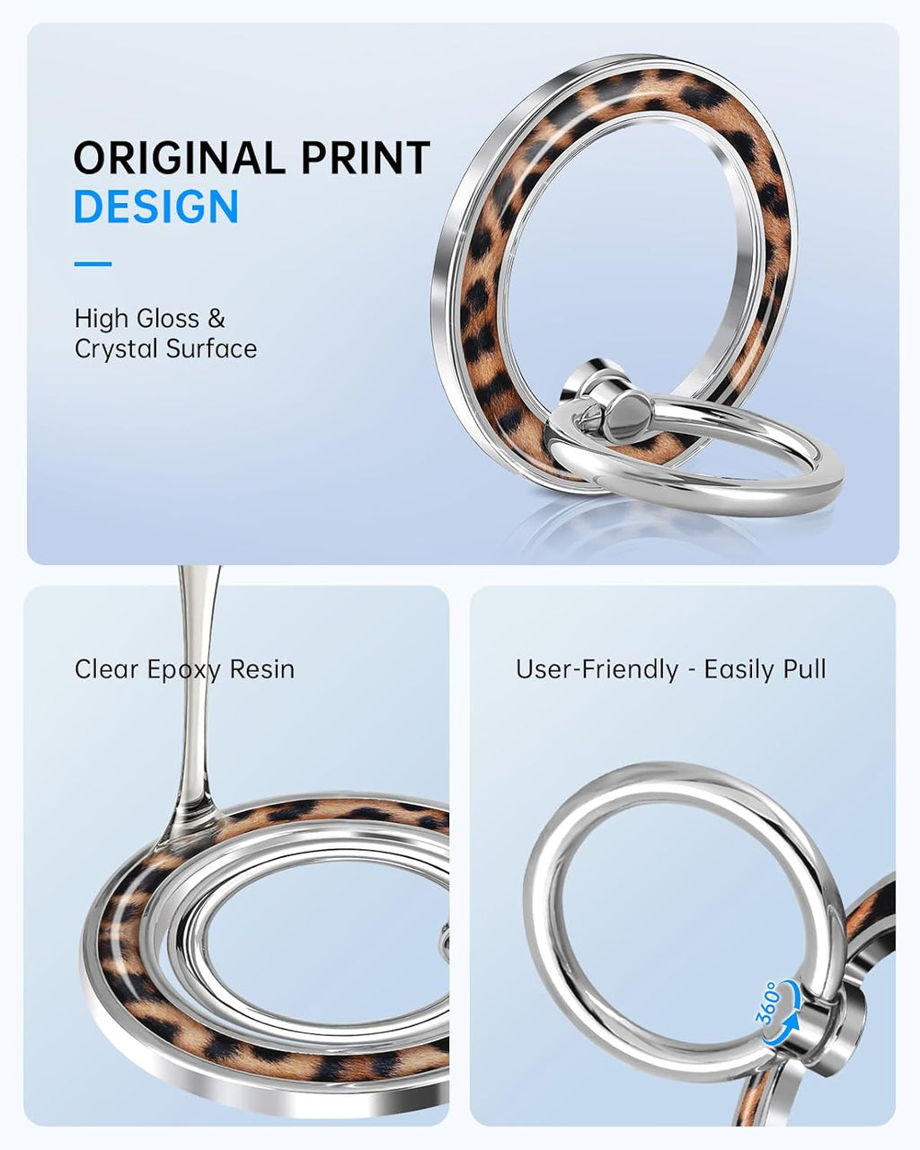 Magnetic Phone Ring Holder with MagSafe - Magnetic Phone Grip MagSafe Ring Holder Magnet Removable Cell Phone Stand