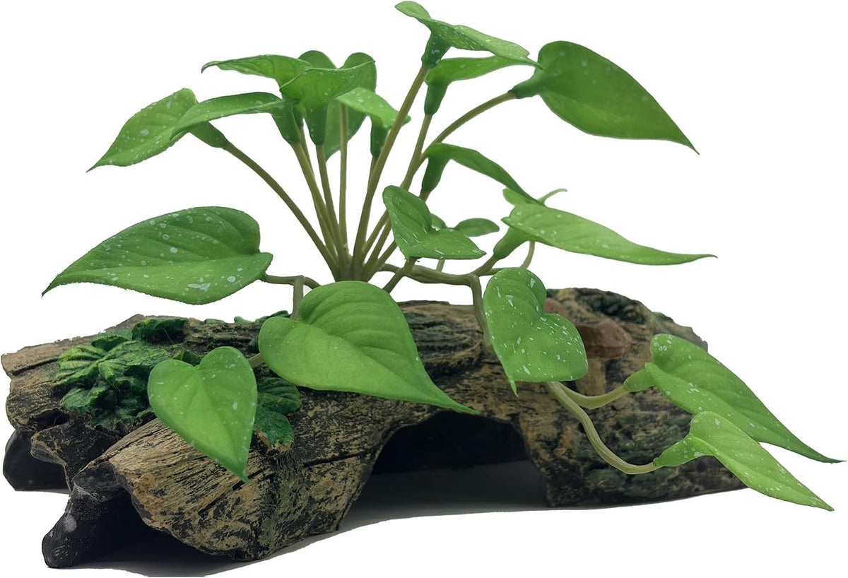 Aquarium Decorations Fish Tank Decor Resin Tree Trunk with Soft Greenery