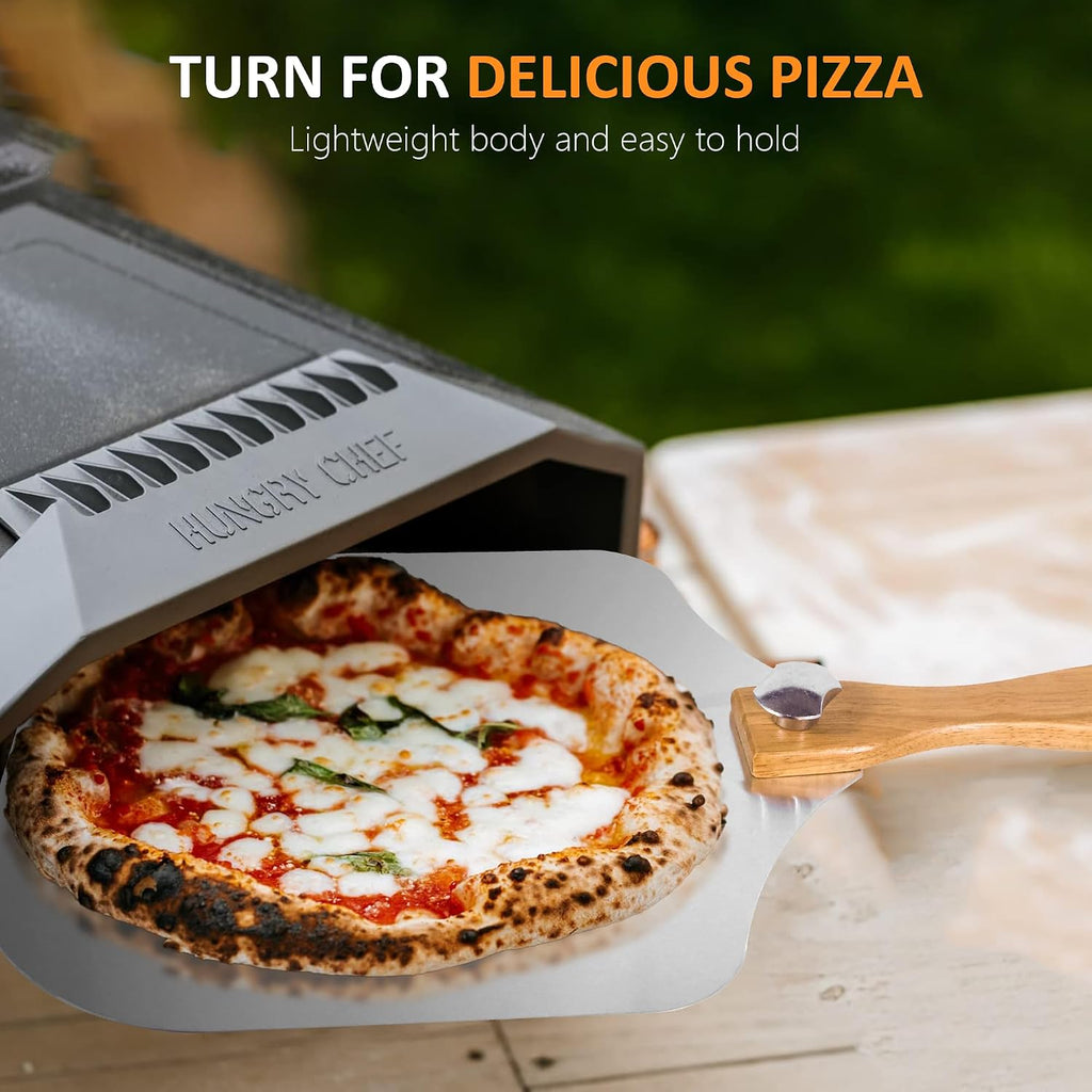 Aluminum Pizza Peel with Cutter, 12 Inch Pizza Paddle Shovel, Metal Turning Peel with 14'' Rocker Cutter, Pizza Oven