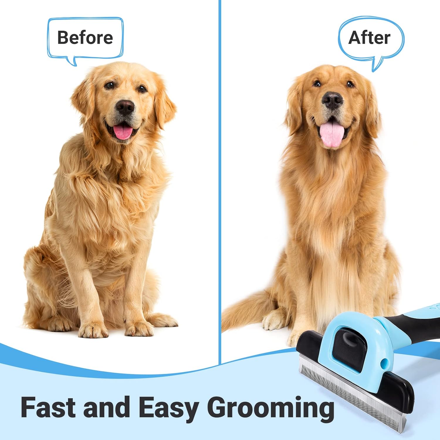 Pet Grooming Brush, Deshedding Tool for Dogs & Cats, Effectively Reduces Shedding by up to 95% for Short Medium and