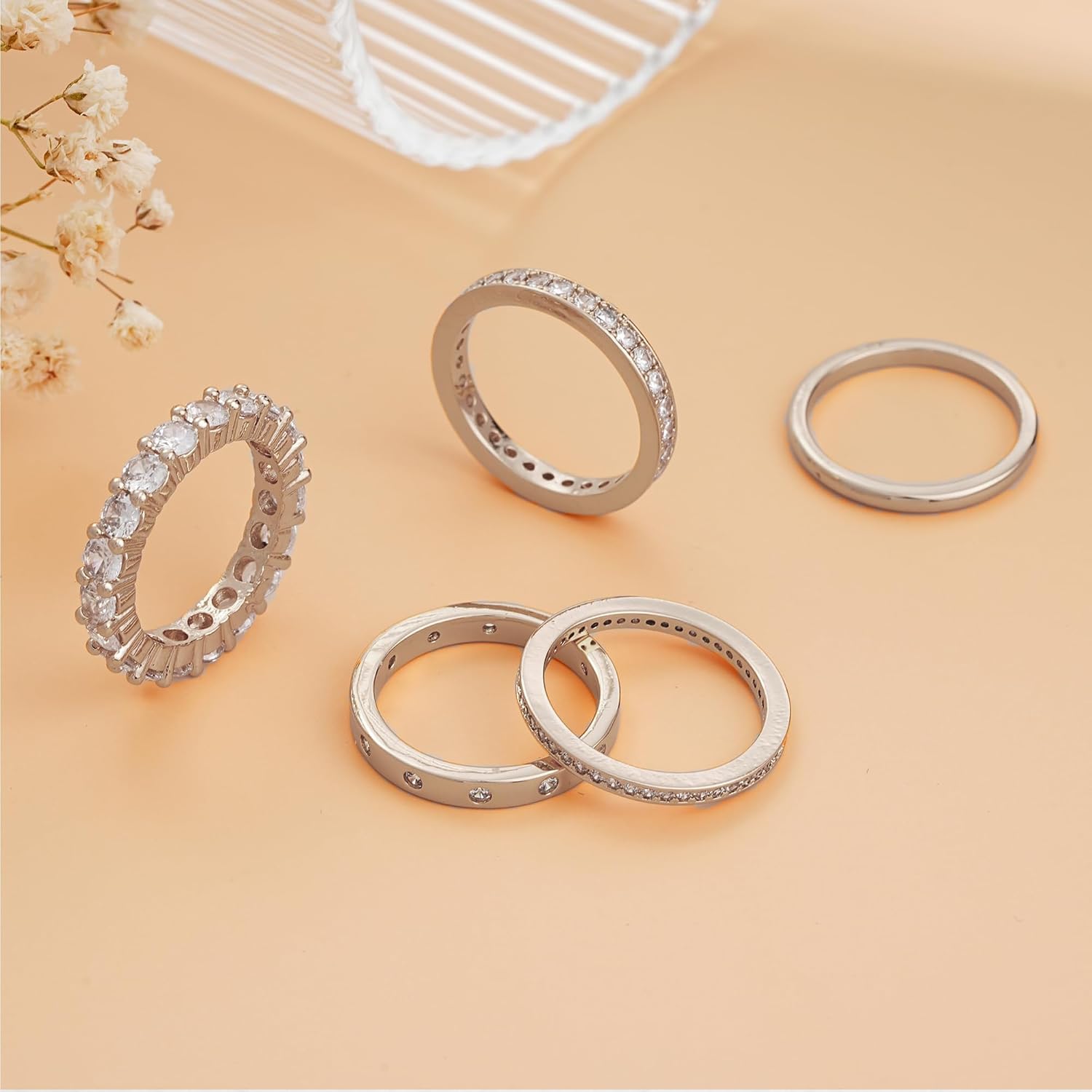 Gold Rings for Women Non Tarnish, 14k Gold Plated Dainty Stacking Cubic Zirconia Thumb Rings, Gold Knuckle Women