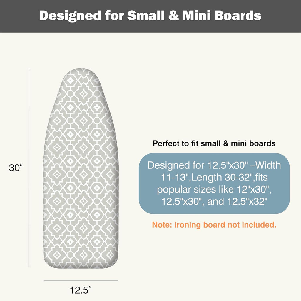 Small Ironing Board Cover and Pad 12.5"x30" Small Iron Board Cover with Padding, Tabletop Mini Ironing Board Cover