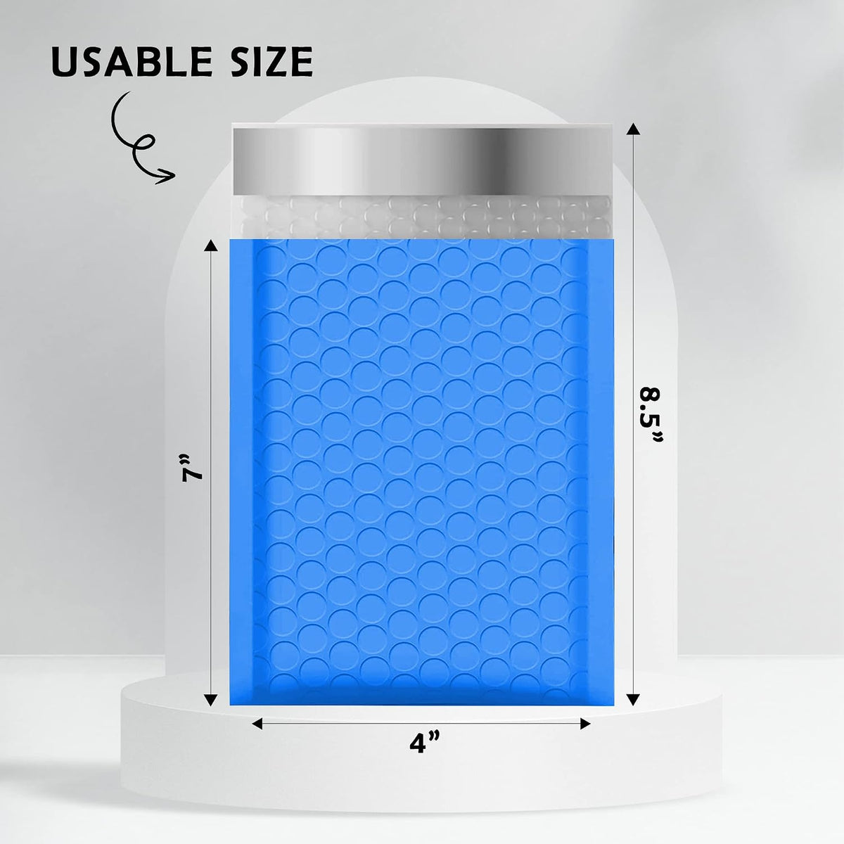 Blue Poly Bubble Mailers 4x8 50 Pack Usable 4x7