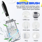6 Pack Dish Brush Set with Bottle Brush, Dish Scrub Brush,Black
