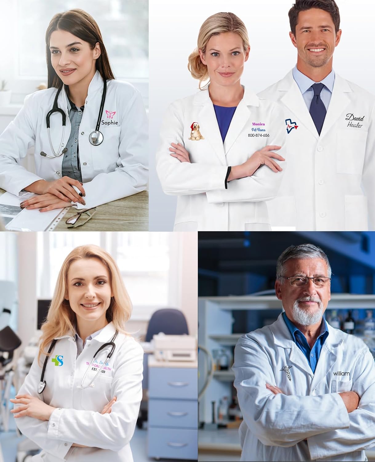 Personalized Lab Coat with Logo Name Custom Medical Coats Jacket Men Women White Long Chemistry Scrubs for Doctor