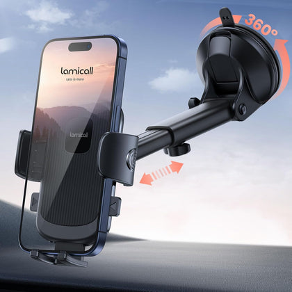 Car Phone Holder - [Strongest Military-Grade Suction Cup] 360° Rotation Phone Holders for Your Car Quick Release