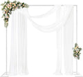 8FT x 8FT Backdrop Stand Heavy Duty with Base, White Portable Adjustable Pipe and Drape Backdrop Stand Kit, Square