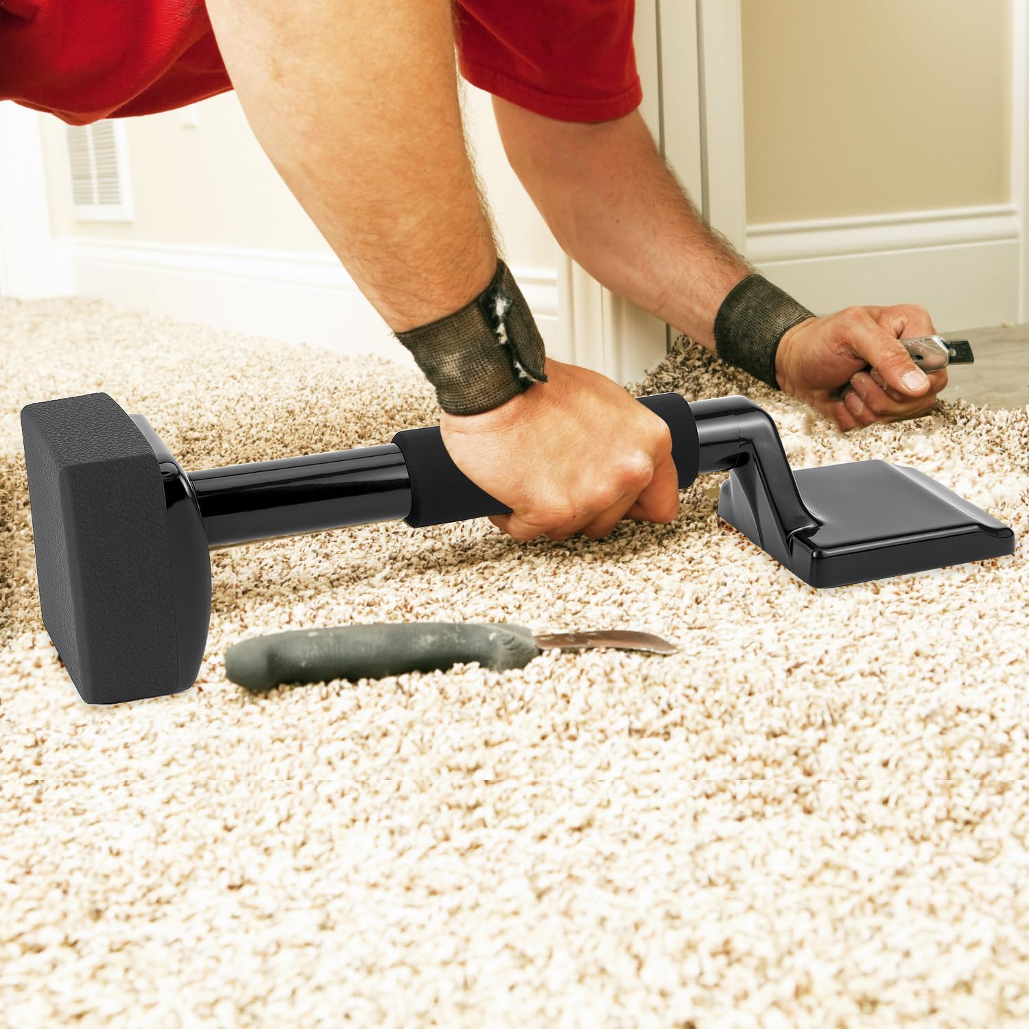 Carpet Knee Kicker 16.5 Inch, Light-Duty Grip Tool, Used for Low-Pile and Flat Carpets, Carpet Installation Knee