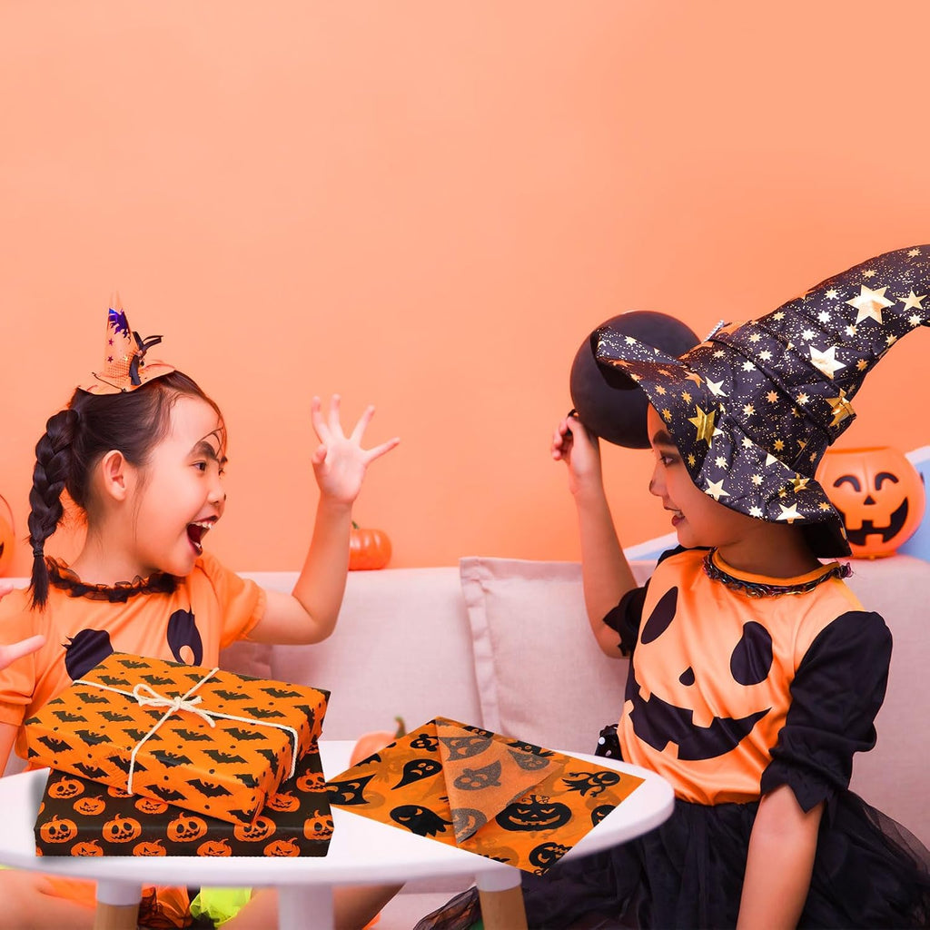 30 Sheets Halloween Tissue Paper, 14x20in Pumpkins Ghosts Gift Wrapping